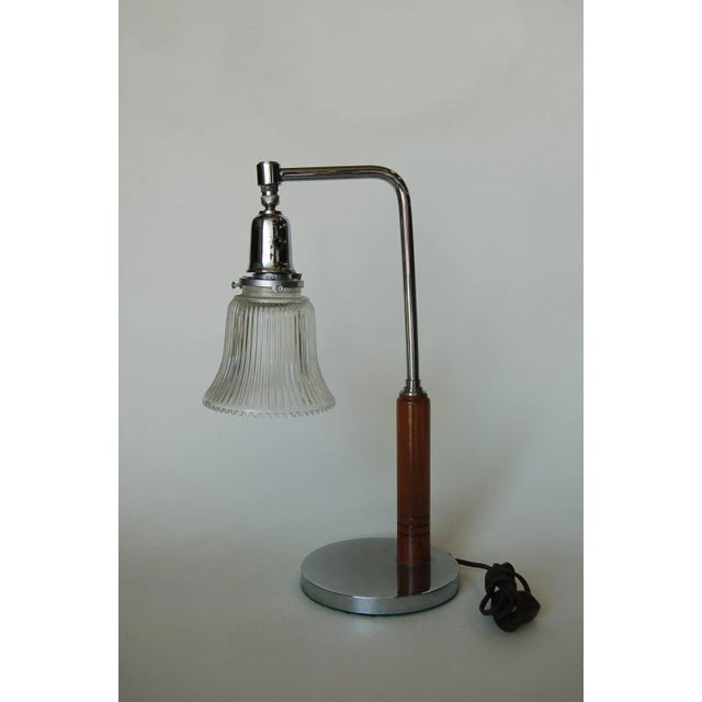 Art Deco Desk Table Lamp W/ Bell Shaped Glass Shade - 3