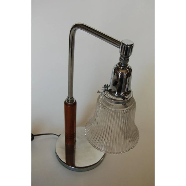 Art Deco Desk Table Lamp W/ Bell Shaped Glass Shade - 4