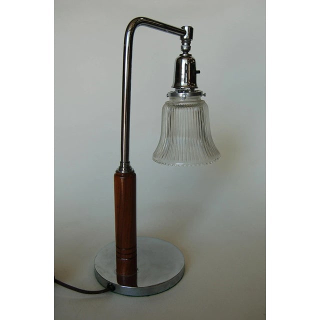 Art Deco Desk Table Lamp W/ Bell Shaped Glass Shade - 5
