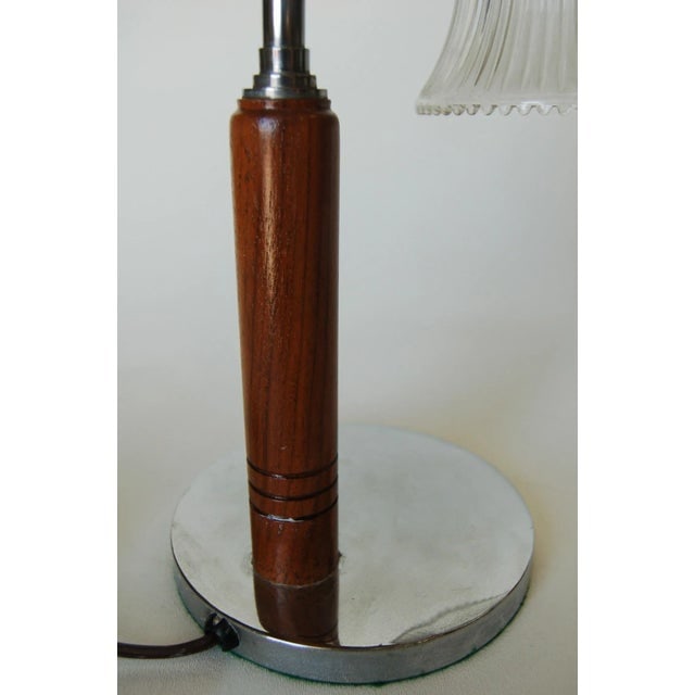 Art Deco Desk Table Lamp W/ Bell Shaped Glass Shade - 6