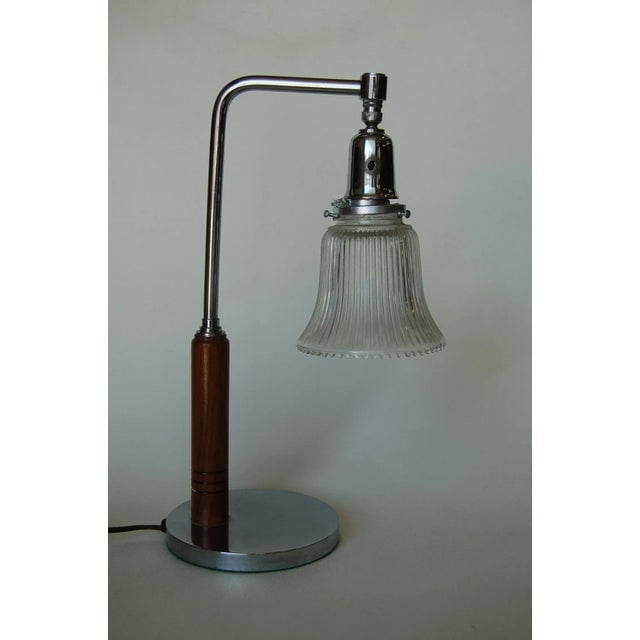 Art Deco Desk Table Lamp W/ Bell Shaped Glass Shade - 9