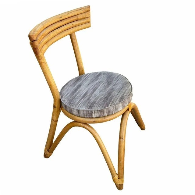 1940s Restored Arched "Zig -Zag" Leg Rattan Dining Chair, Set of Four - 2