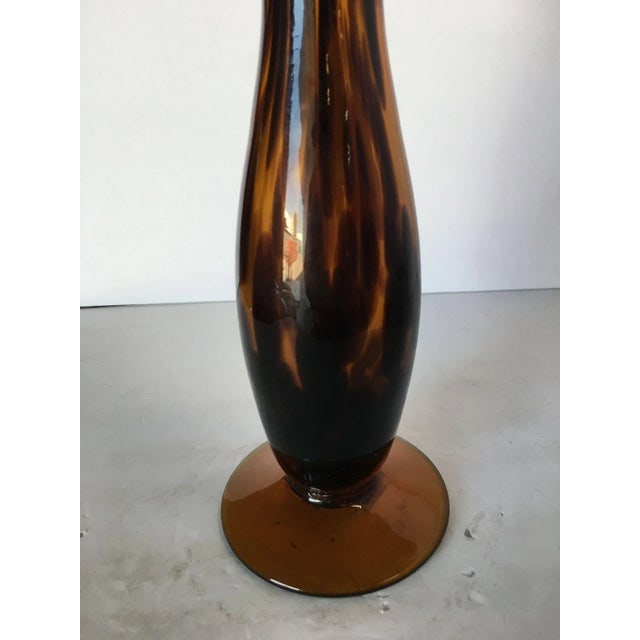 1960s Large Handblown Amber Murano Glass Candlestick Holder - 4