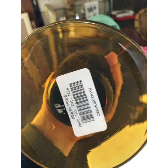 1960s Large Handblown Amber Murano Glass Candlestick Holder - 7