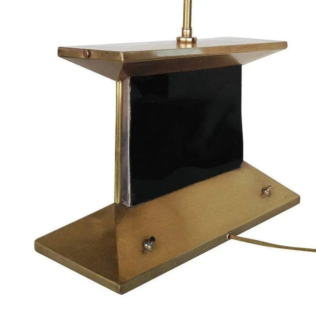 Mid-Century Brass Aquarium Light Up Lamp With Shade - 5