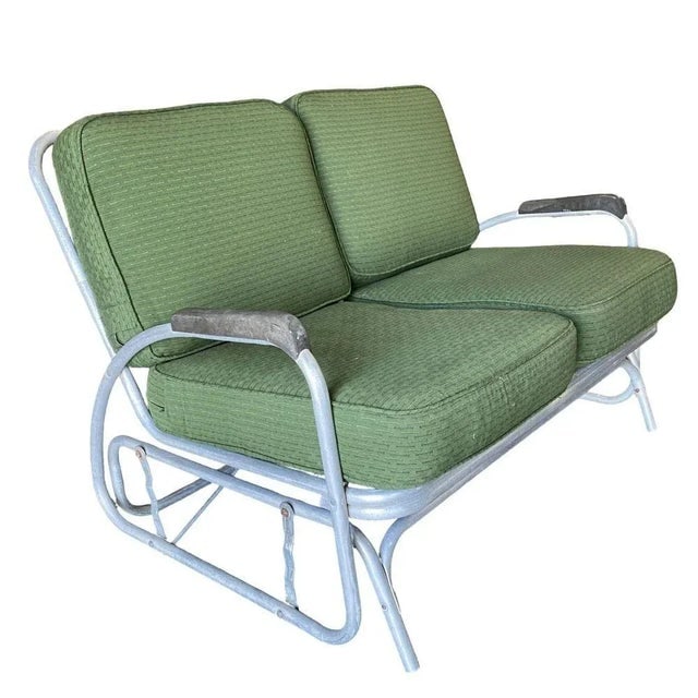 Streamline Art Deco Aluminum Patio/Outdoor Settee Slider/Rocking , Pair - 2