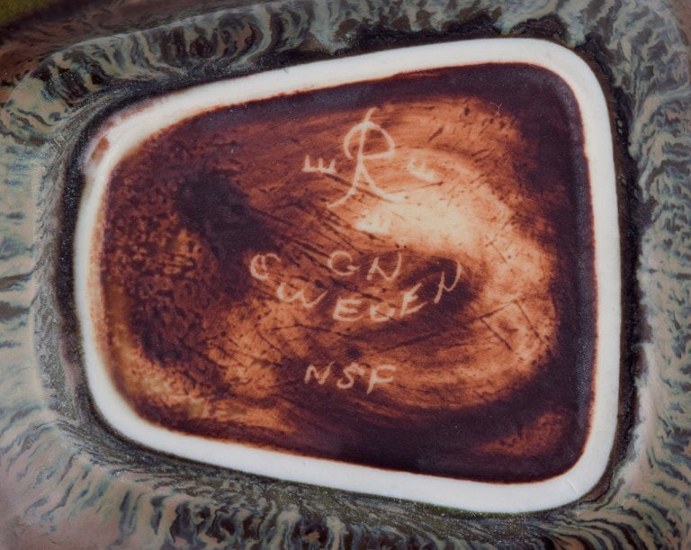 Gunnar Nylund for Rörstrand, small ceramic bowl with beautiful glaze in green-brown tones. - 4