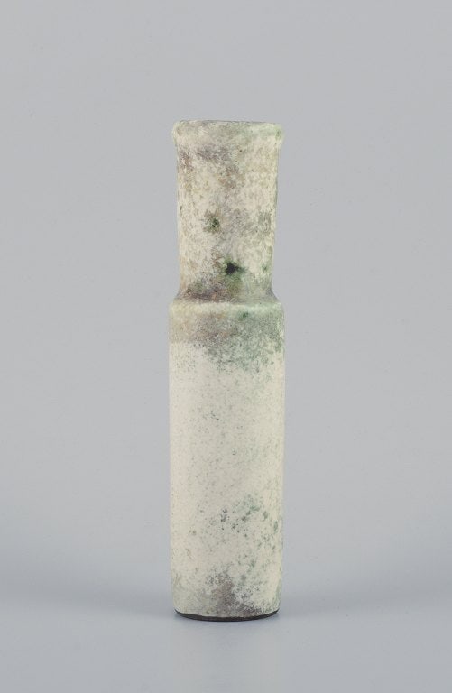 Hans Hedberg for Biot, France, unique ceramic vase with speckled glaze in light tones. - 2