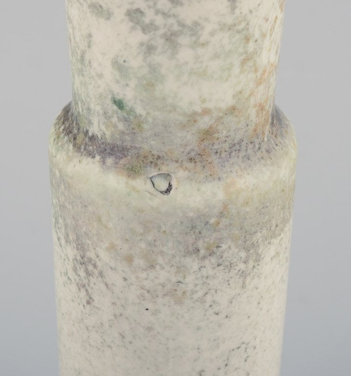 Hans Hedberg for Biot, France, unique ceramic vase with speckled glaze in light tones. - 4
