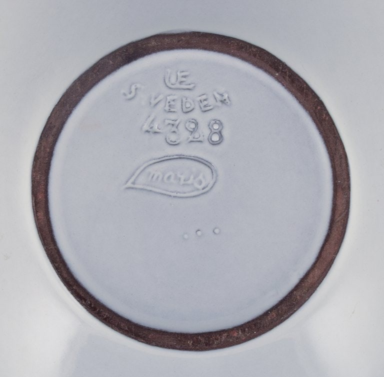 Mari Simmulson for Upsala-Ekeby, large ceramic bowl in a modernist design with gray-toned glaze. - 7