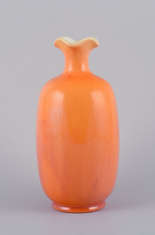 Rörstrand, Sweden, large faience vase with uranium yellow glaze. - 2