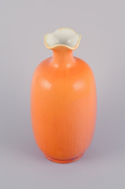 Rörstrand, Sweden, large faience vase with uranium yellow glaze. - 4
