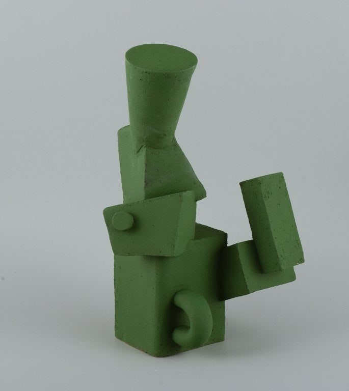 Christina Muff, Danish contemporary ceramicist (b. 1971). Unique cubist stoneware sculpture in matte - 4