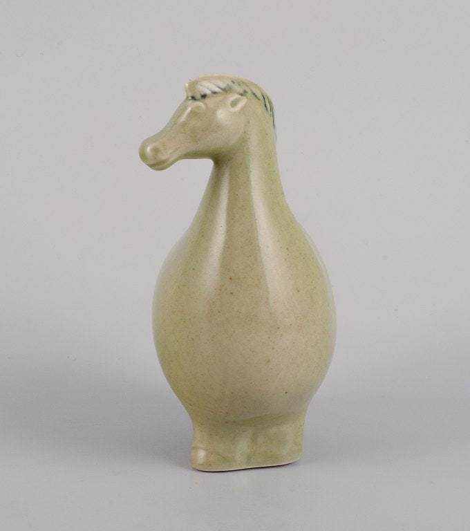 Stig Lindberg (1916-1982) for Gustavsberg. Horse figurine in glazed stoneware with a light green - 3