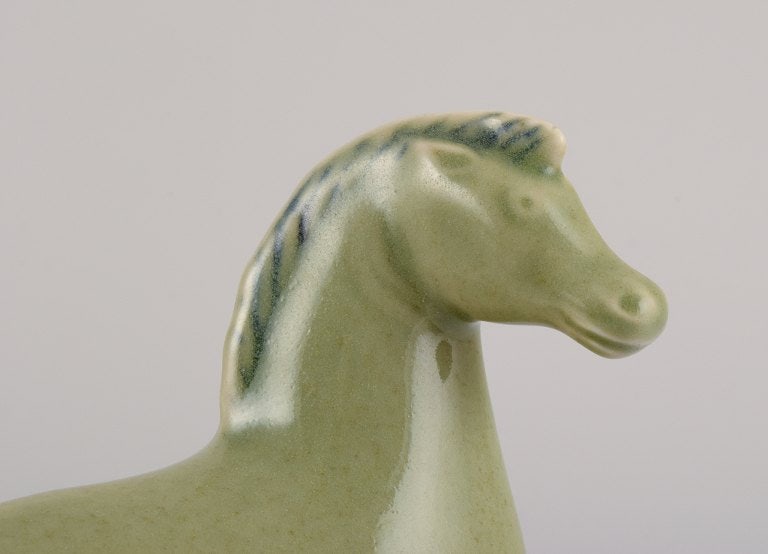 Stig Lindberg (1916-1982) for Gustavsberg. Horse figurine in glazed stoneware with a light green - 5