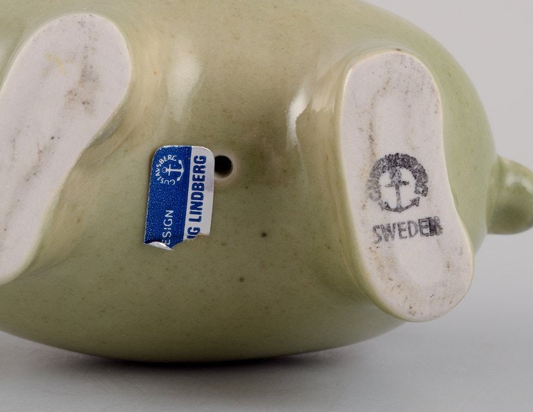 Stig Lindberg (1916-1982) for Gustavsberg. Horse figurine in glazed stoneware with a light green - 6