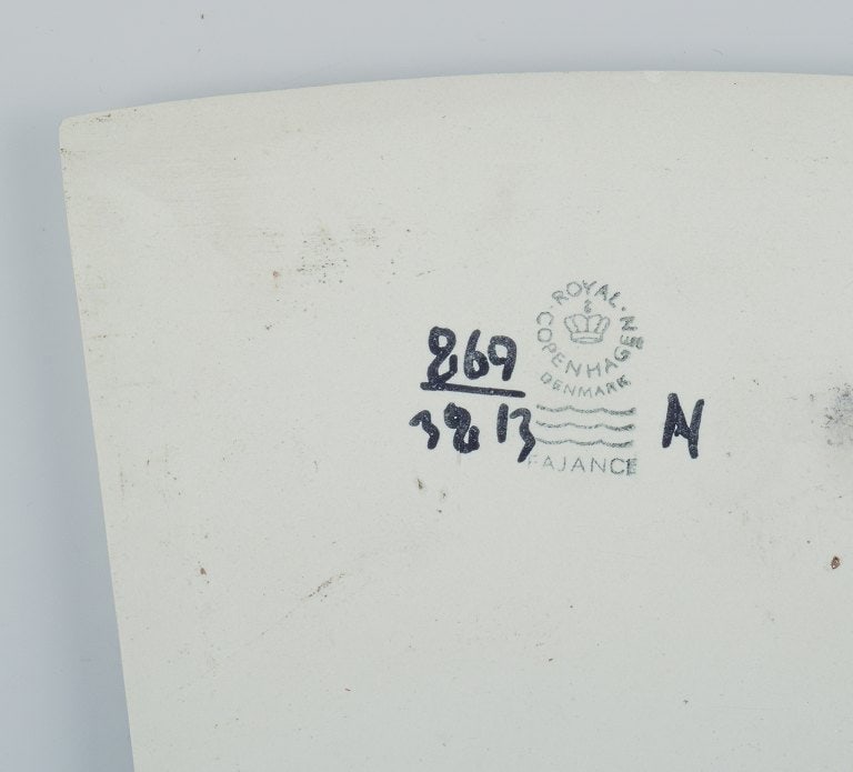 Royal Copenhagen, six Baca faience tiles with patterned glaze in brown, blue and green. - 7