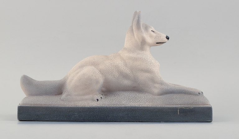 Francois Levallois (1882-1965). Reclining dog in ceramics, art deco. - 2