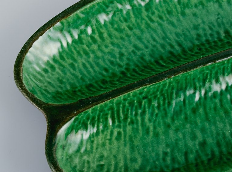 Höganäs, elongated two-part ceramic dish in an organic shape. Beautiful glaze in shades of - 4