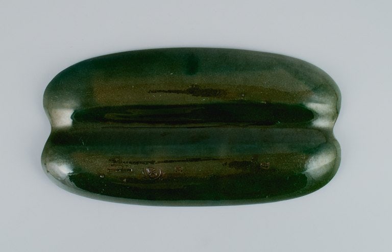 Höganäs, elongated two-part ceramic dish in an organic shape. Beautiful glaze in shades of - 6