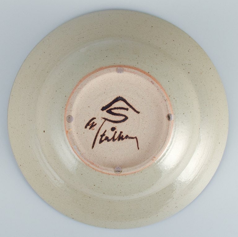 Carl Harry Stålhane for Designhuset, large bowl in earthenware with blue and light glaze. - 7