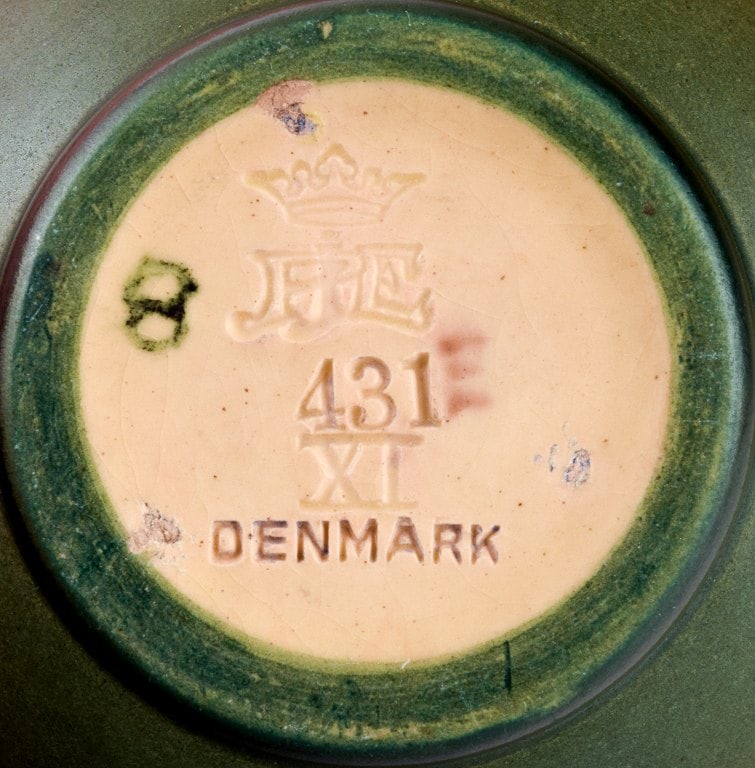 Ipsen's, Denmark. Two small vases with glaze in orange-green shades. - 8