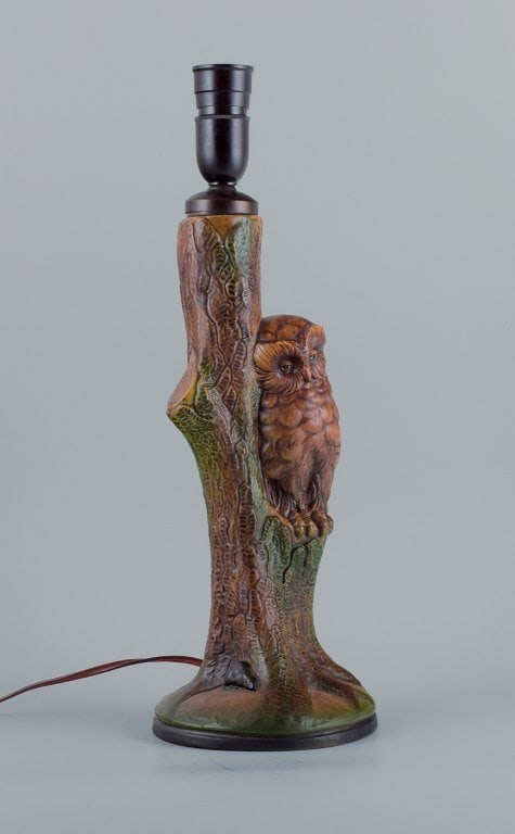 Ipsens, Denmark. Ceramic table lamp with owl. - 2