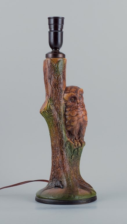 Ipsens, Denmark. Ceramic table lamp with owl. - 3