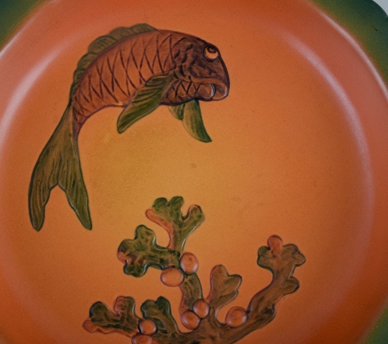 Ipsens, Denmark, dish with fish with glaze in orange-green shades. - 4