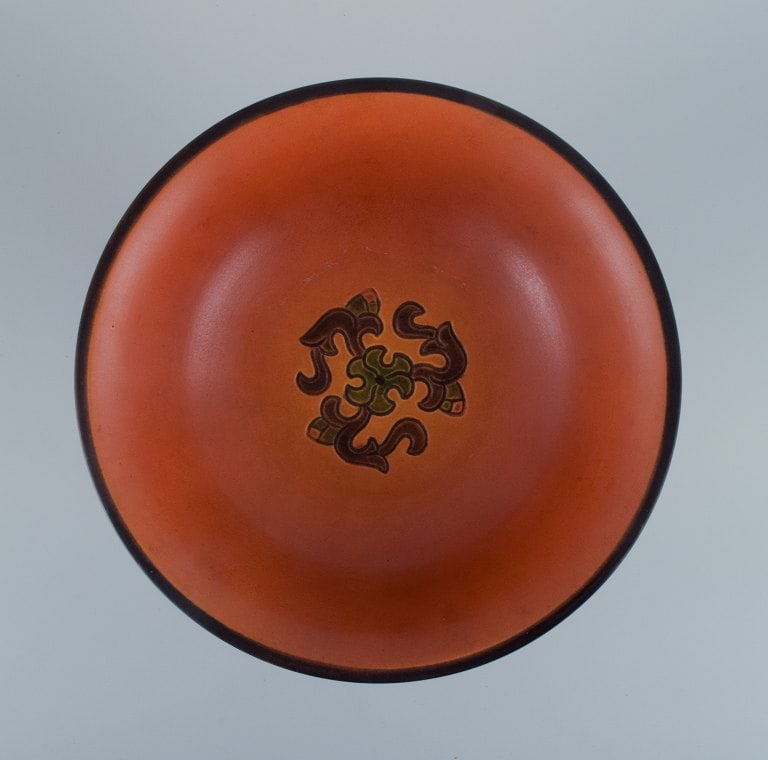 Ipsens, Denmark, Art Nouveau faience compote, decorated with foliage and flowers. - 6
