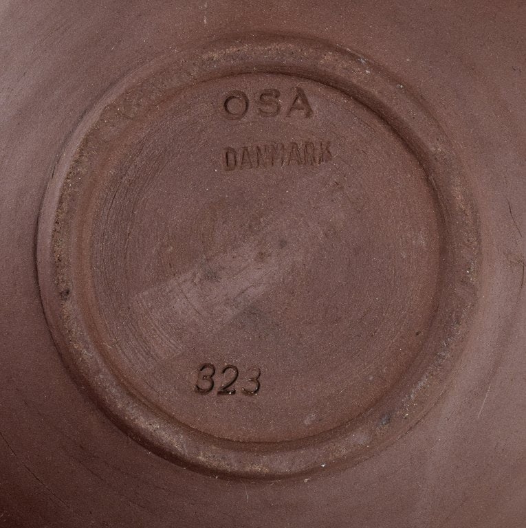 OSA, Denmark. Two small retro unique ceramic bowls with glaze in turquoise tones. - 7