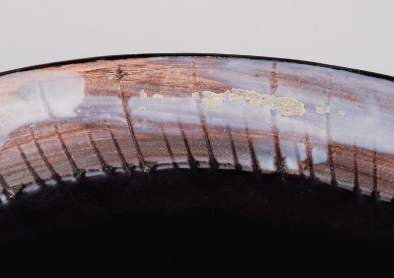 Valluris, France, unique ceramic bowl in black glaze with female motif. - 5