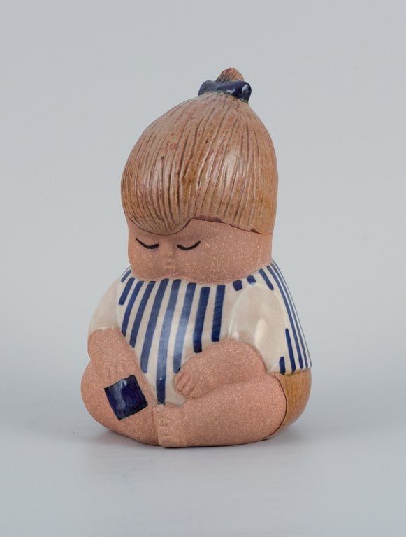 Rare figure, Lisa Larson for Gustavsberg, "Johanna", glazed ceramics. - 4