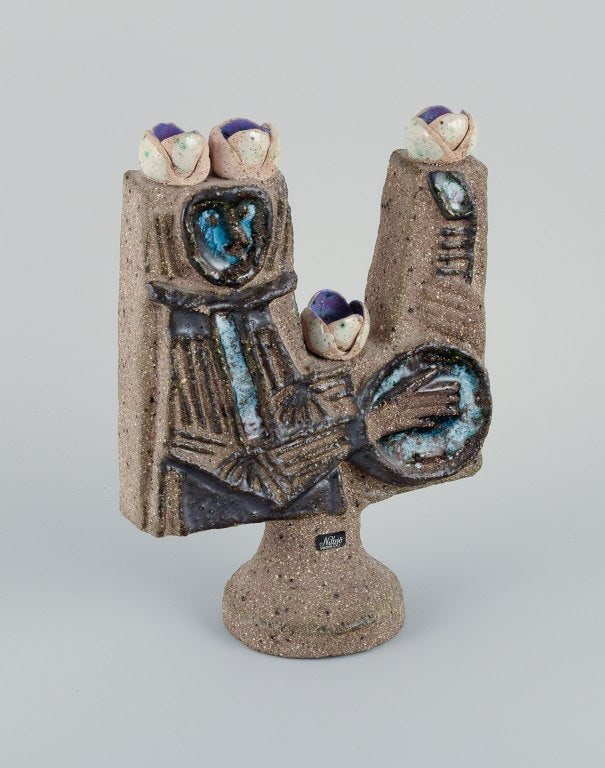 Thomas Hellström, Nittsjö Keramik, Sweden, handmade ceramic sculpture with male figure. - 3