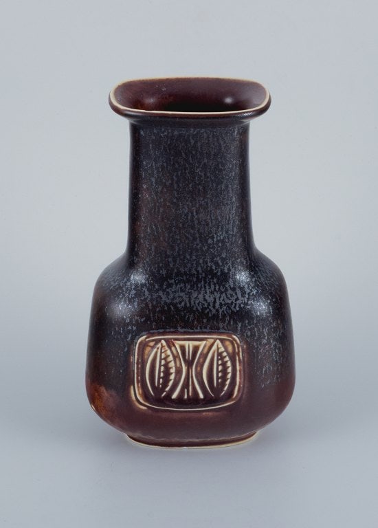 Gunnar Nyland for Rörstrand, ceramic vase with glaze in shades of brown. - 3