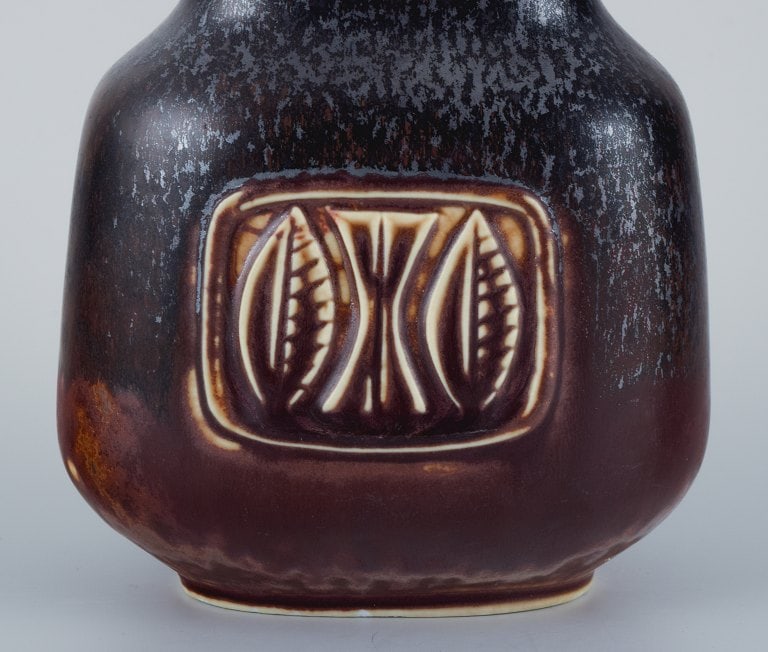 Gunnar Nyland for Rörstrand, ceramic vase with glaze in shades of brown. - 6
