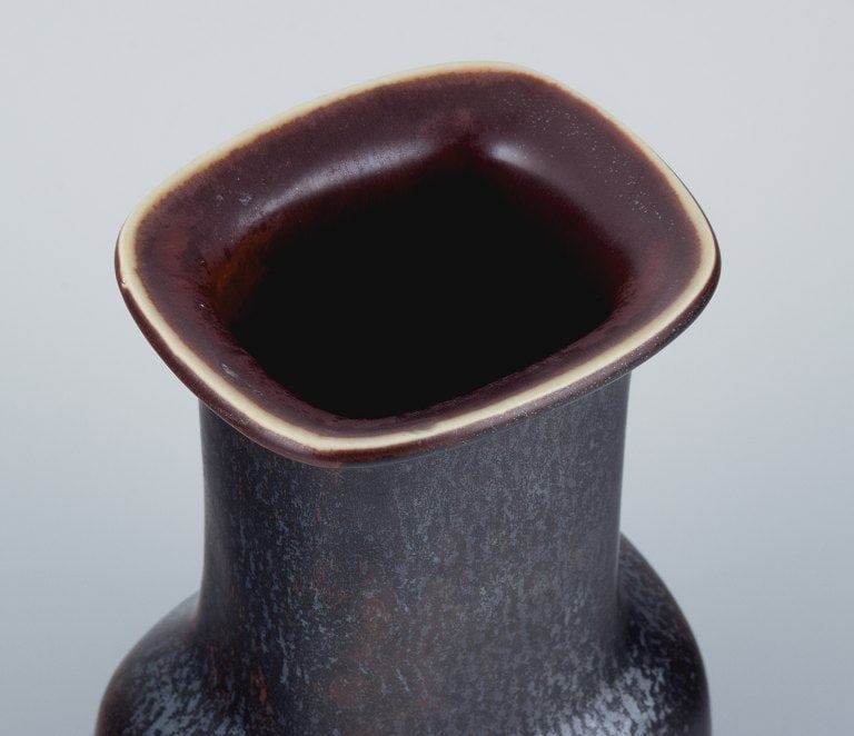 Gunnar Nyland for Rörstrand, ceramic vase with glaze in shades of brown. - 7