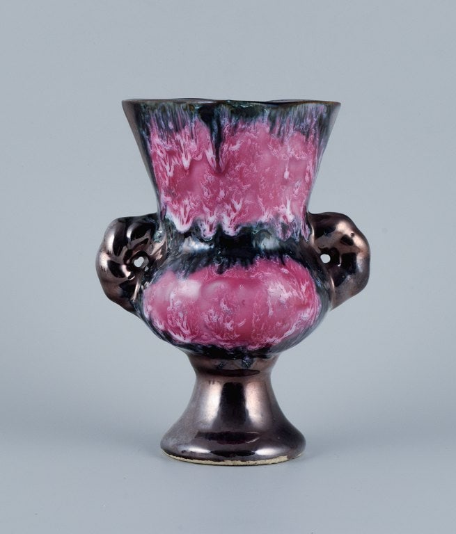 Valluris, France, Lidded bowl, two-armed candlestick and a vase. - 4