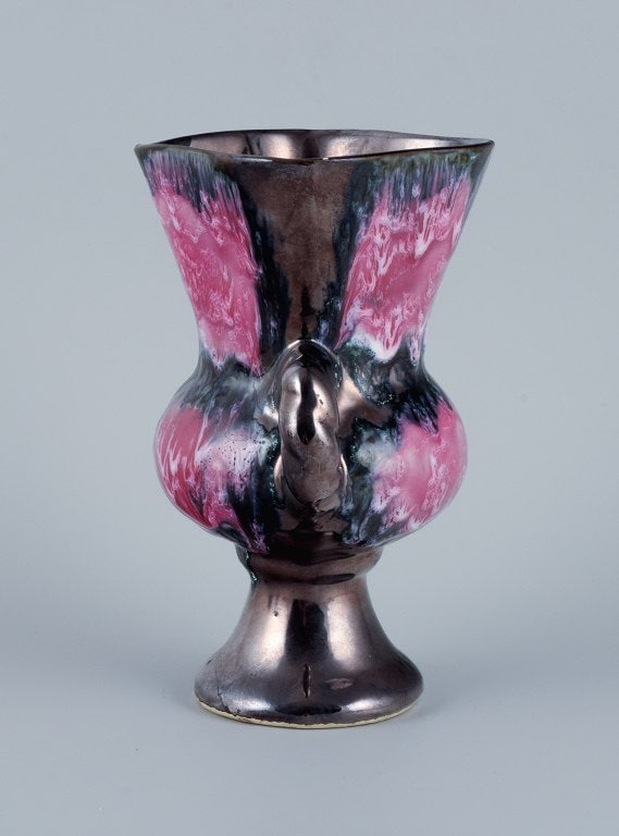 Valluris, France, Lidded bowl, two-armed candlestick and a vase. - 5