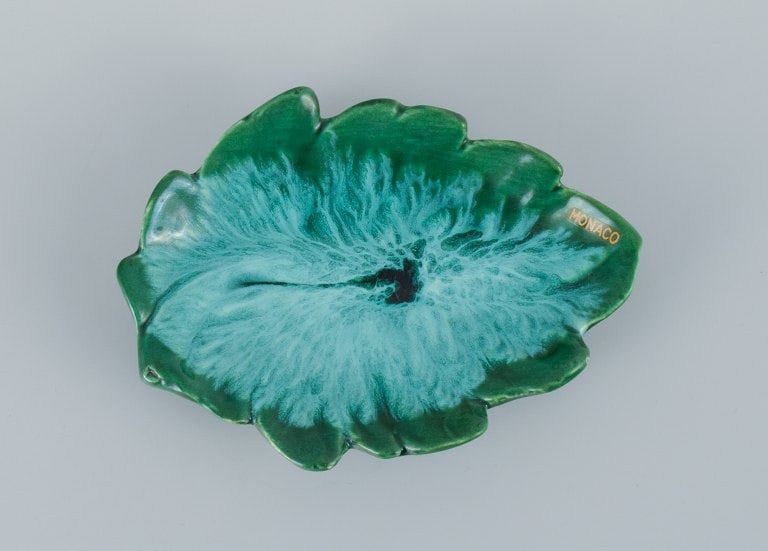 Vallauris, France, four dishes with glaze in shades of green. - 3