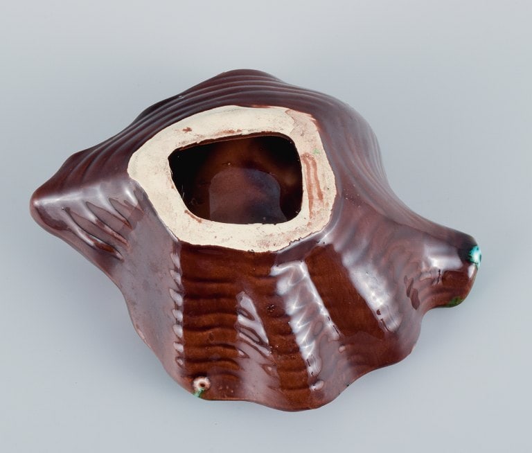 Vallauris, France, two leaf-shaped dishes in brightly colored glazes. - 5