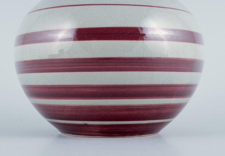 Ilse Claesson for Rörstrand, hand painted art deco vase in earthenware. - 5