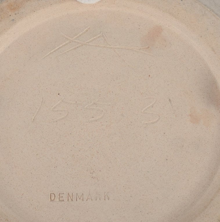 Kähler, HAK. Round dish in glazed stoneware in beautiful light and blue shades. - 7