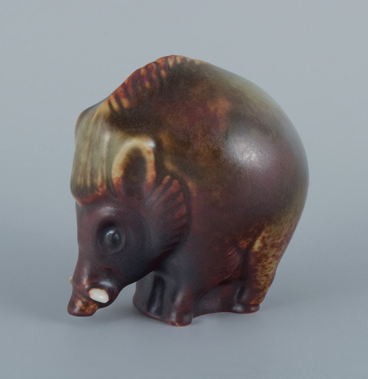 Gösta Grähs for Rörstrand (active 1982-1986), wild boar in ceramic. - 4