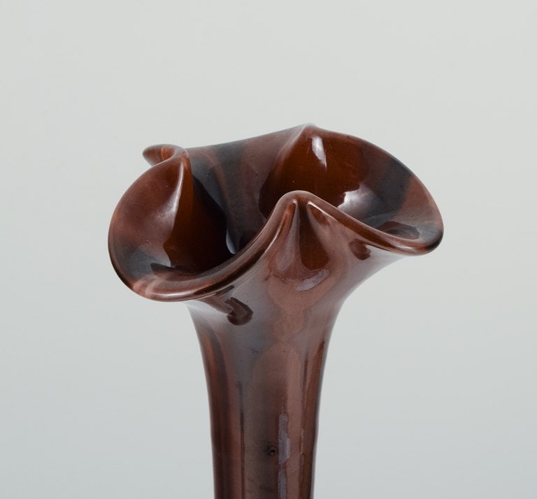 Jerome Massier (1850-1916), Vallauris, colossal French ceramic vase with glaze in shades of brown. - 4