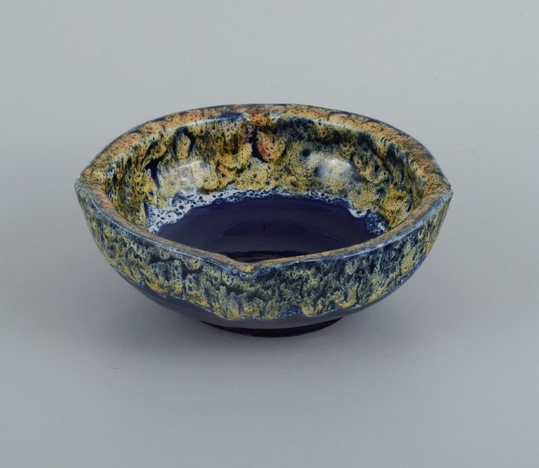 Vallauris, France, three ceramic bowls in brightly colored glazes. - 3