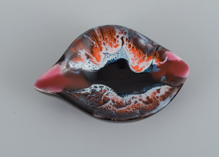 Vallauris, France, three ceramic bowls in brightly colored glazes. - 7