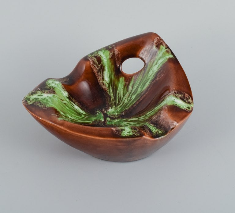 Vallauris, France, two ceramic bowls in brightly colored glazes. - 5