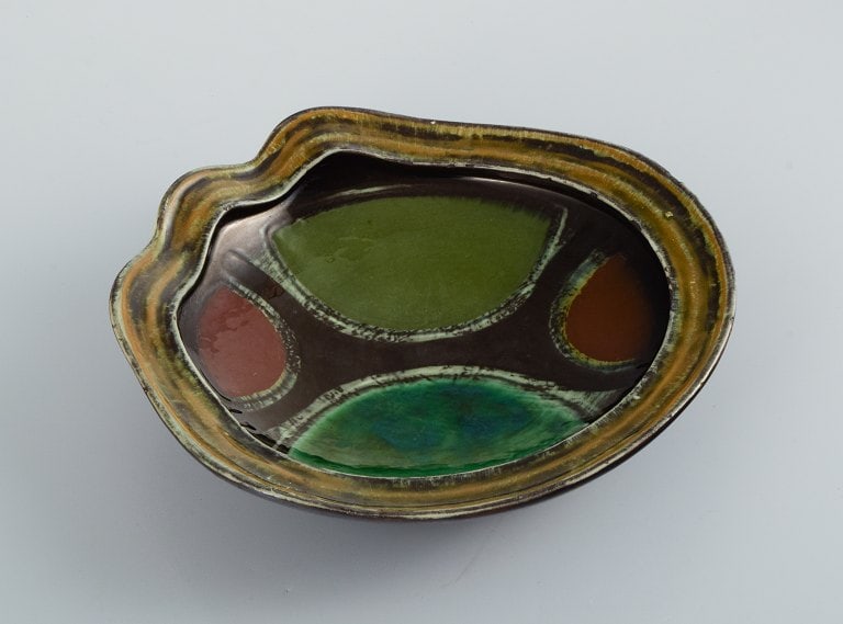 Gete Petersen for Kähler, ceramic bowl. Hand painted, abstract motif. - 4