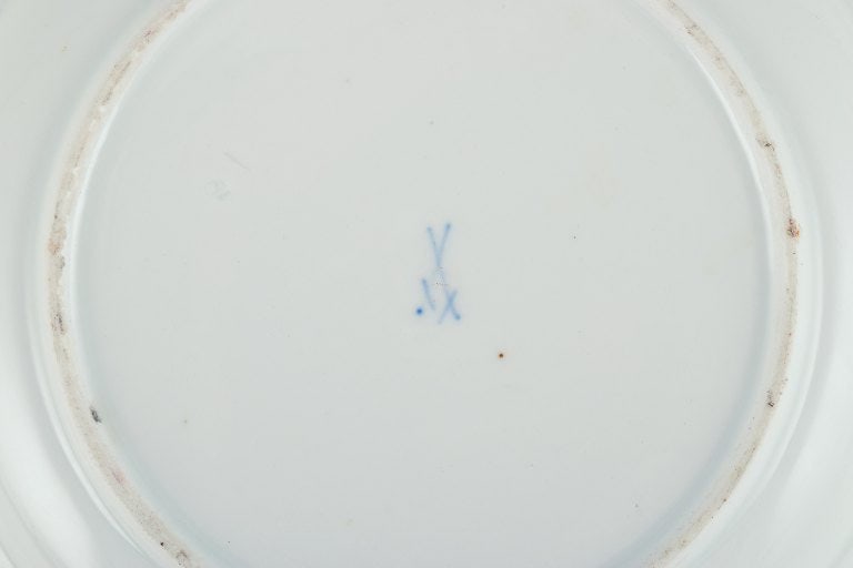 Meissen, Germany, porcelain plate hand-painted with floral motifs and insects. - 7